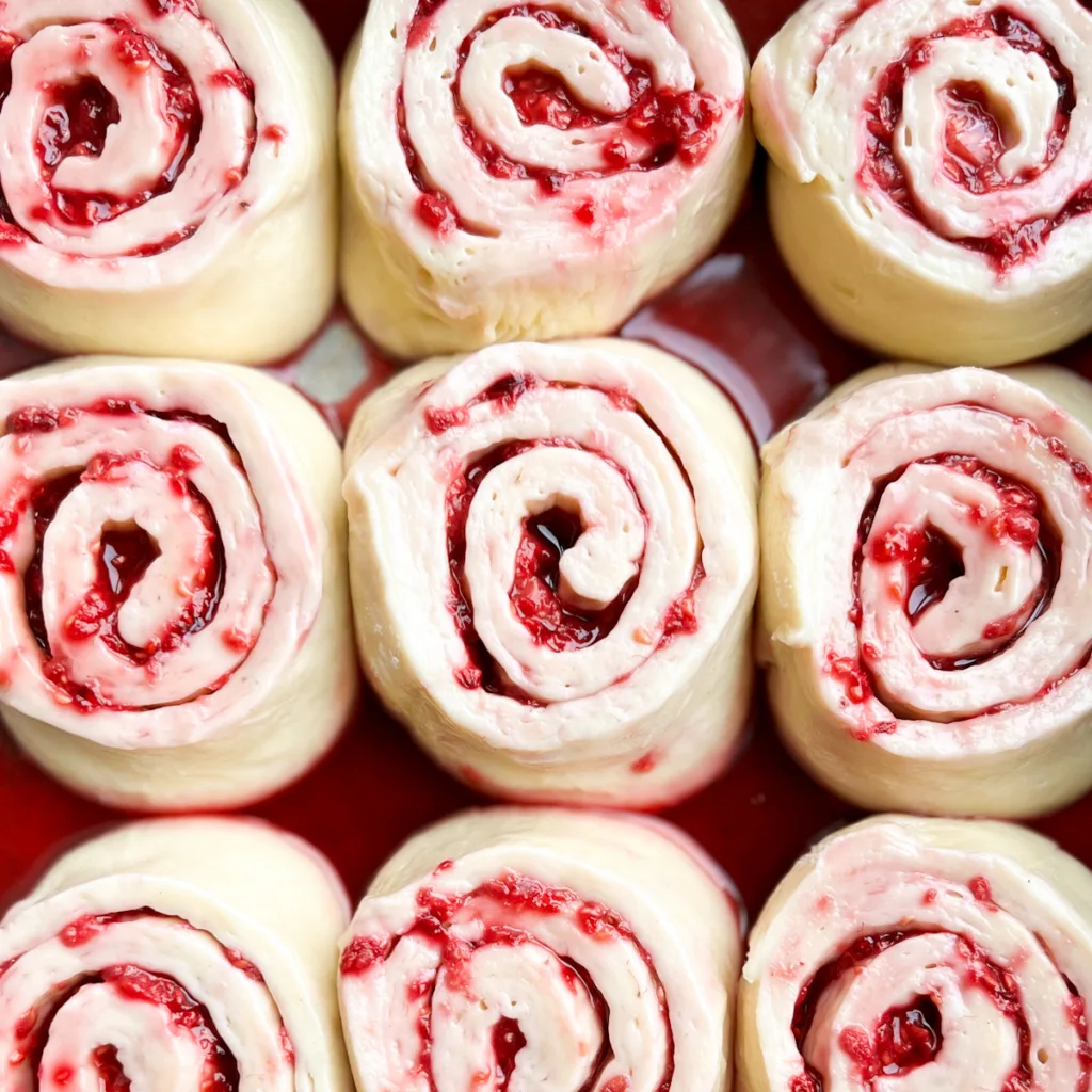 raspberry rolls before being baked
