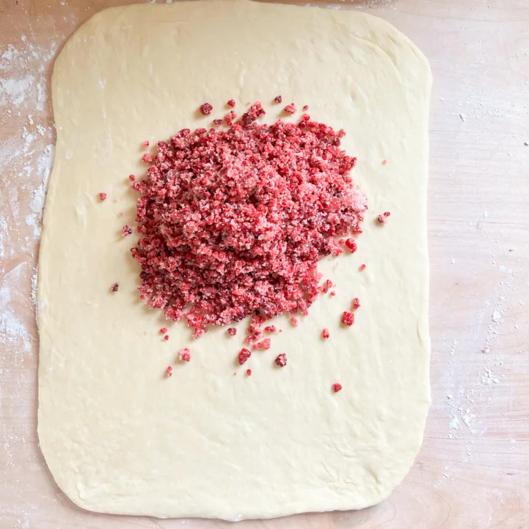 raspberry filling before its been spread.