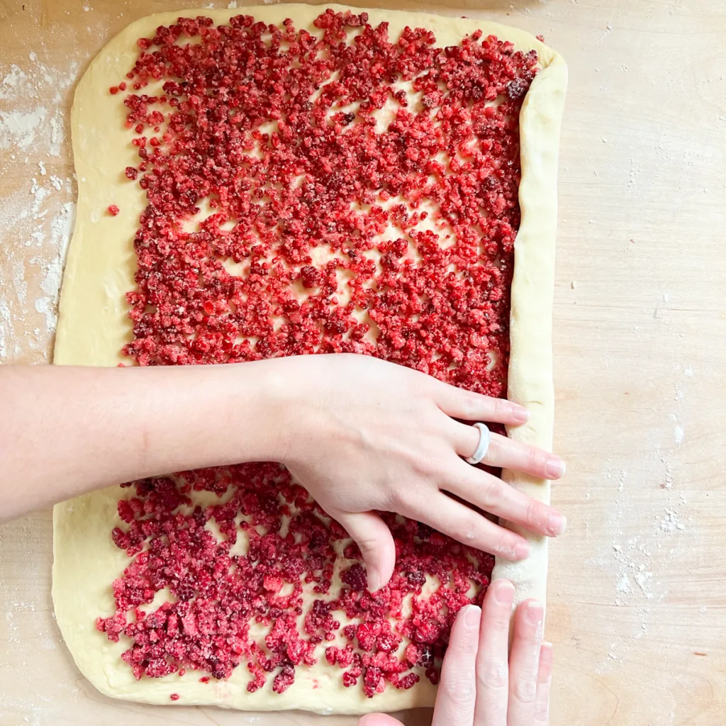 rolling up the dough