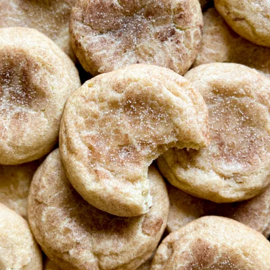 a pile of sourdough snickerdoodle cookies