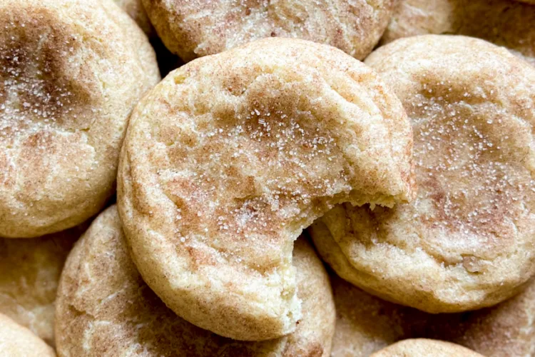 a pile of sourdough snickerdoodle cookies