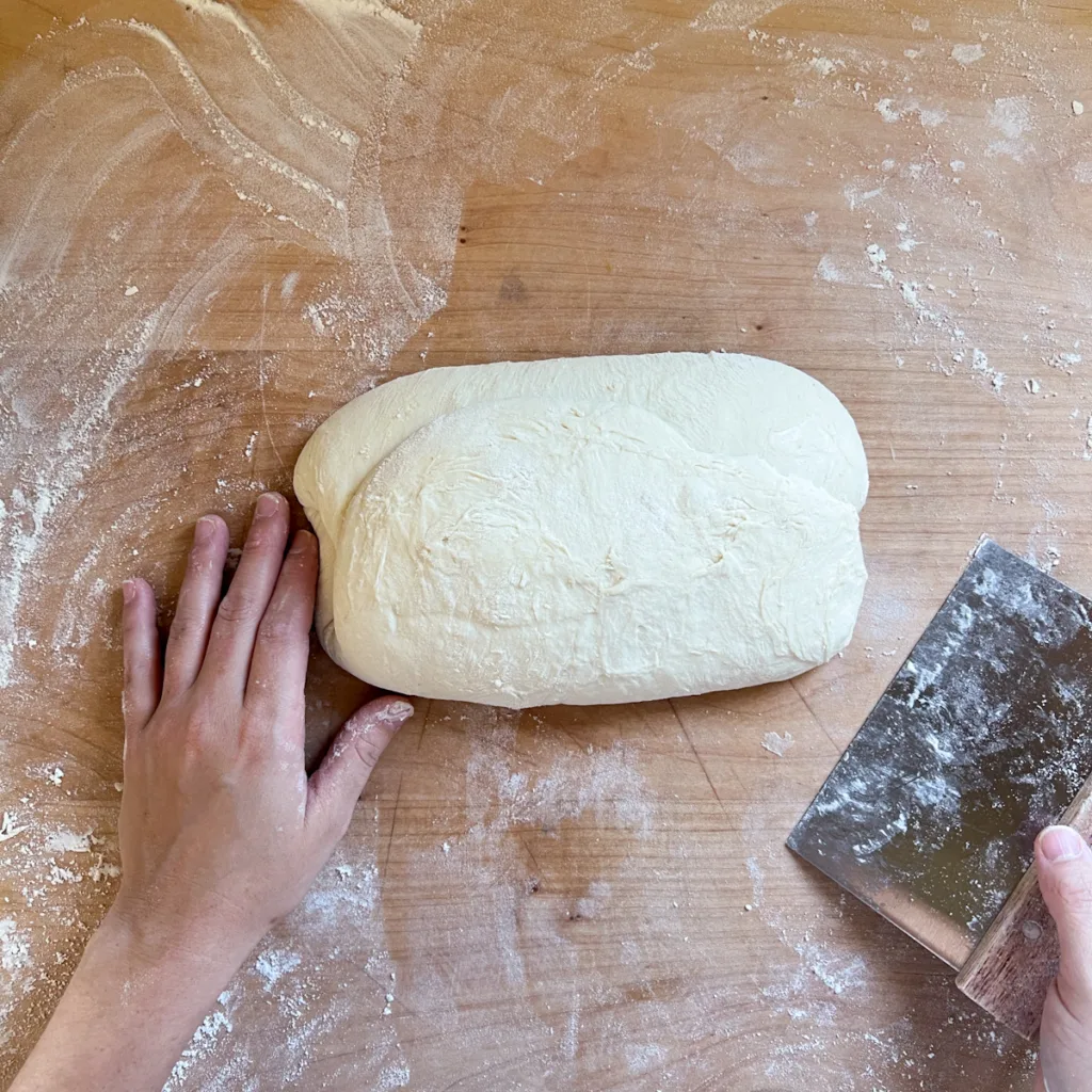 The dough after the top and bottom have been folded in.