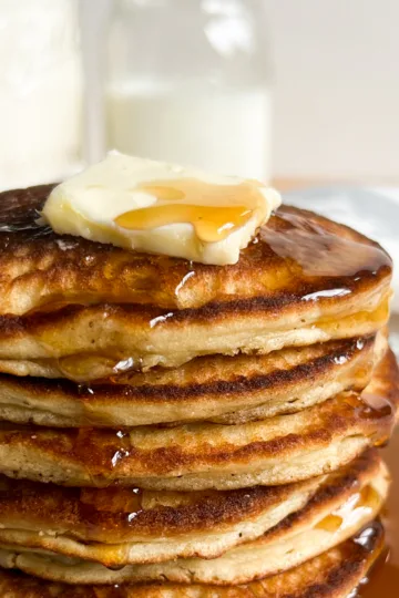 Sweet cream pancakes with real maple syrup.