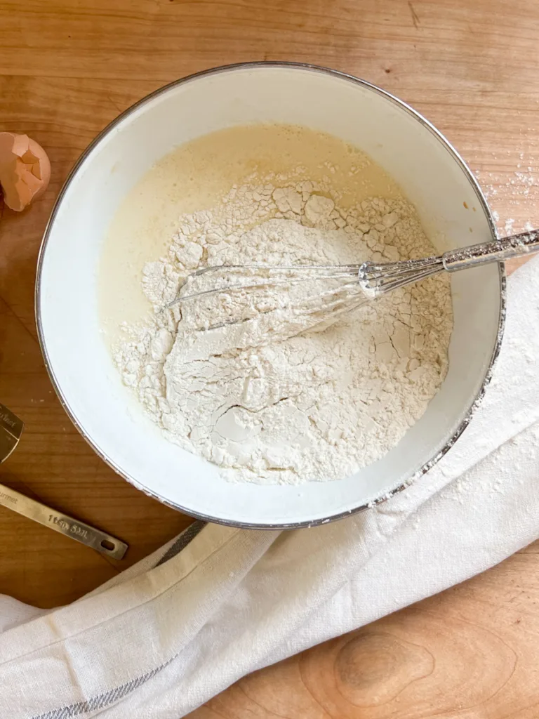 Sweet cream pancake batter before stirring in the flour.