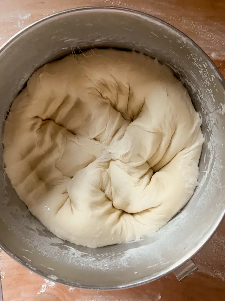 The dough after its been punched down.